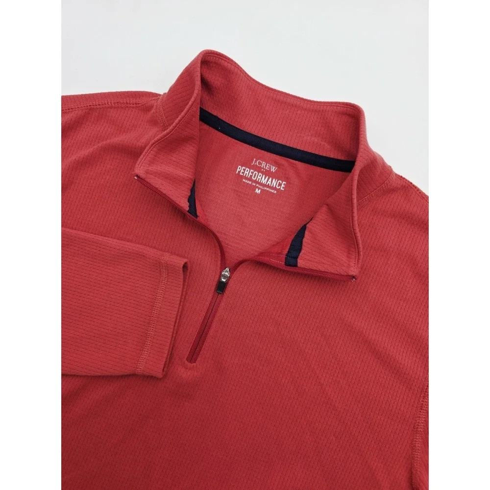 J Crew Performance‎ 1/4 Zip Shirt Men's Medium Red Long Sleeve Activewear Golf